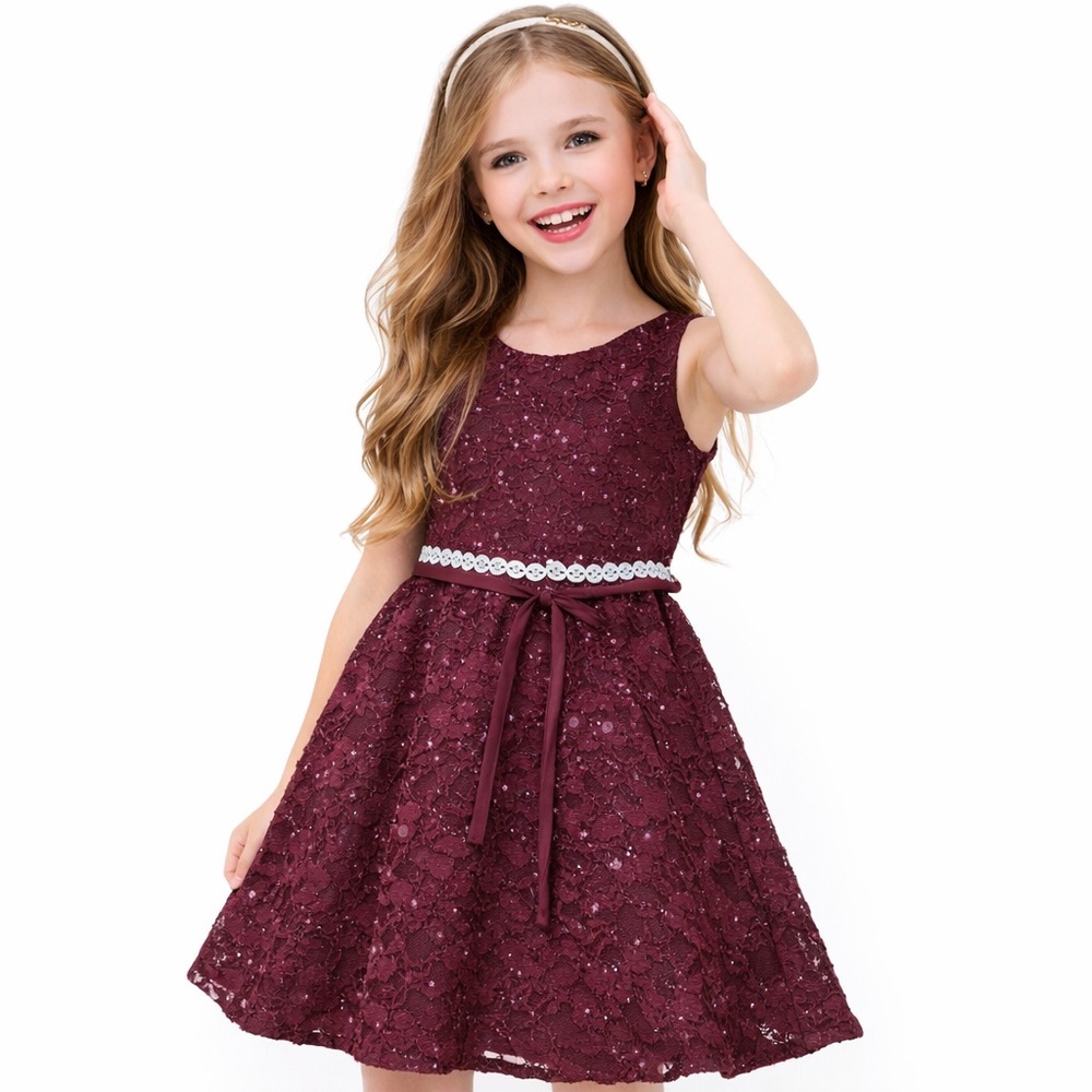 Speechless Kids Burgundy Lace Dress | Girls 8